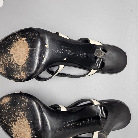 Ralph Lauren Collection Leather Open Toe Strappy Dress Sandals - Picture 4 of 7